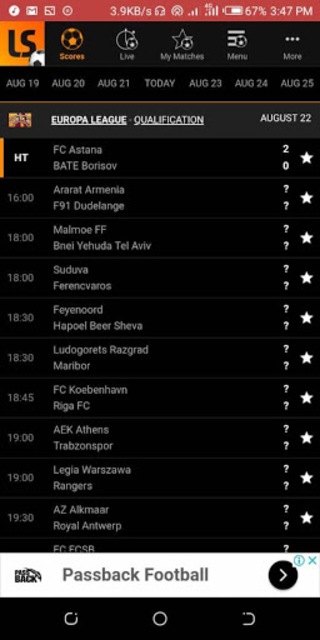 Livescore on sale 24 today