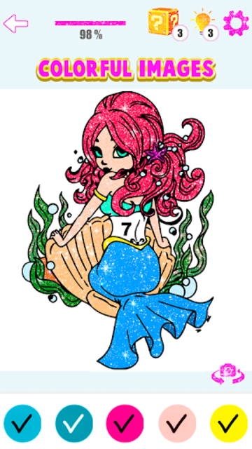 Download About: Mermaid Coloring Book Glitter Color By Number (Google Play version) | Mermaid Coloring ...