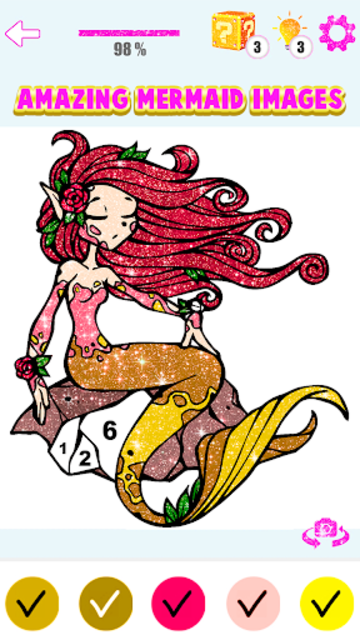 About: Mermaid Coloring Book Glitter Color By Number ...