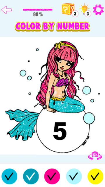 Download About: Mermaid Coloring Book Glitter Color By Number ...