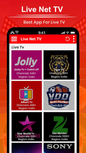 Free live net hot sale tv app