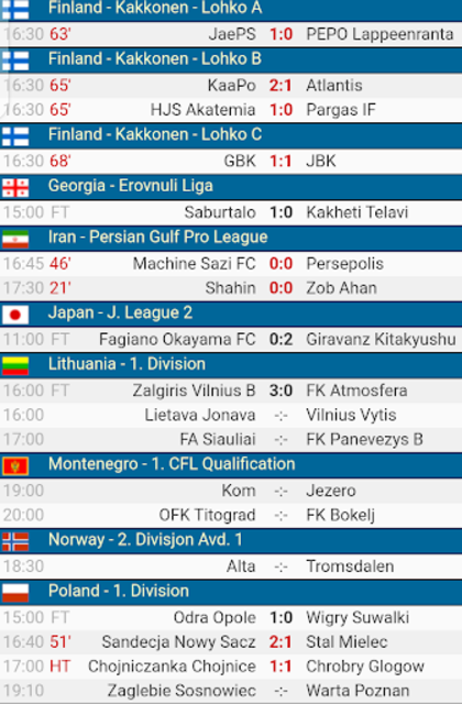 Soccervista livescore outlet