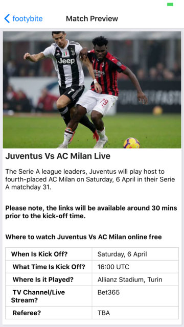 About FootyBite News Live Scores iOS App Store version