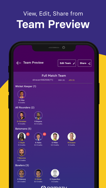 Gamezy - Fantasy Cricket App screenshot 16
